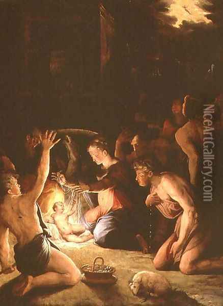 The Adoration of the Shepherds Oil Painting - Giorgio Vasari