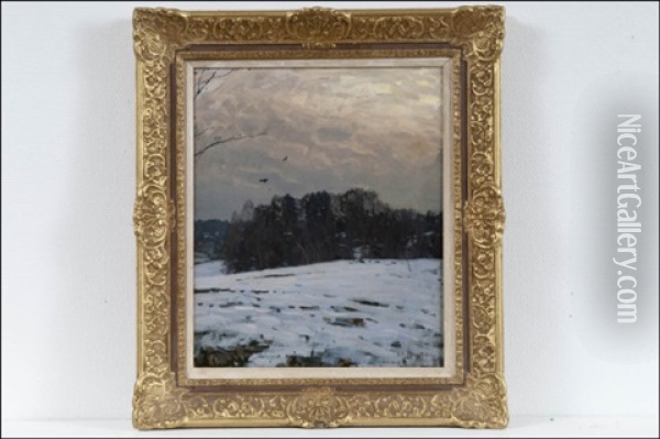 Talvipaiva Oil Painting - Alfred Mauritz Bergstroem