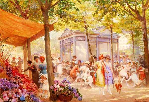 La Marche Aux Fleurs (The Flower Seller) Oil Painting - Eugene Auguste Francois Deully