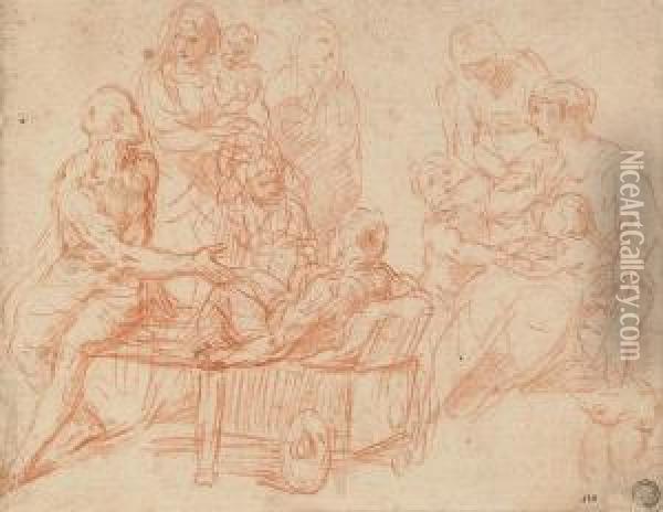 Saint Peter Healing The Cripple Oil Painting - Simone Cantarini Il Pesarese