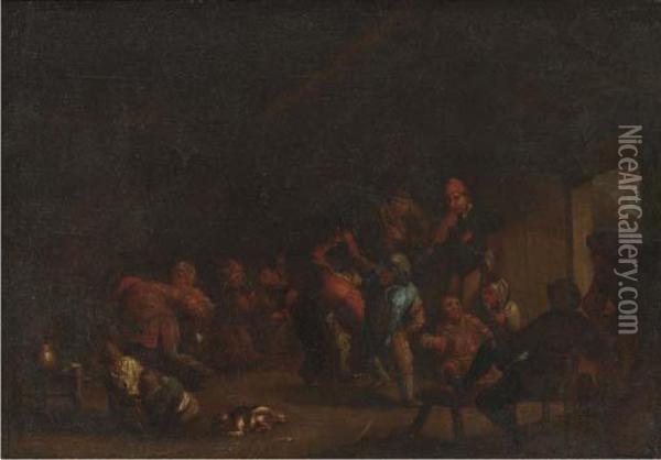 Peasants Carousing In An Interior Oil Painting - Egbert Jaspersz. van, the Elder Heemskerck