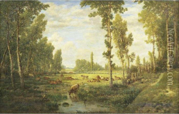 Matin De Printemps A Bas-breau Oil Painting - Theodore Rousseau