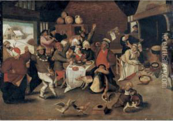 Twelfth Night Oil Painting - Pieter The Elder Brueghel