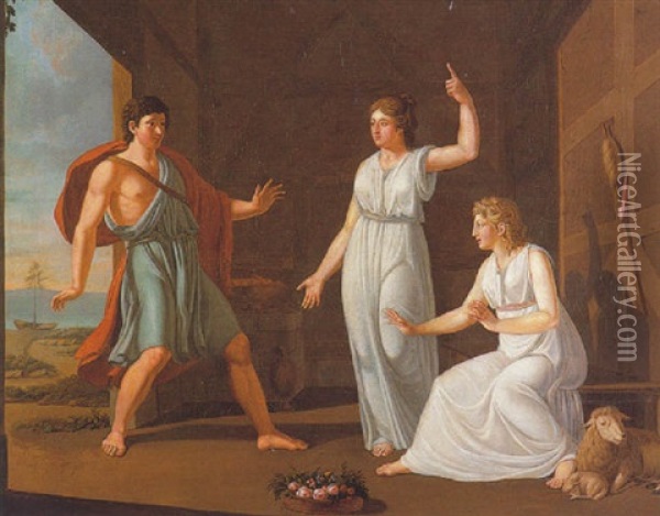 Mythologische Szene Oil Painting - Ernst Friedrich Ferdinand Robert