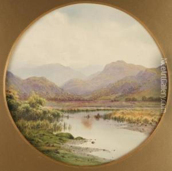 Donald A Paton A Lakeland Tarn Oil Painting - Edward Horace Thompson