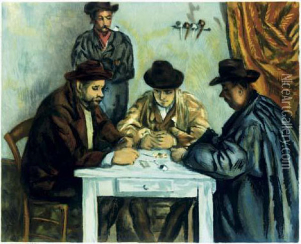 Les Joueurs De Cartes, By Jacques Villon Oil Painting - Paul Cezanne