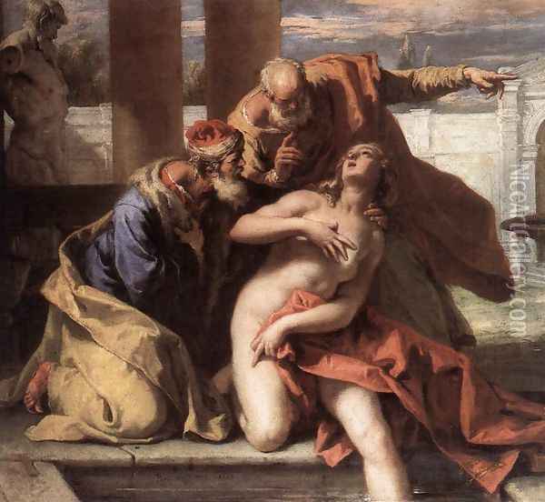 Susanna and the Elders 1713 Oil Painting - Sebastiano Ricci