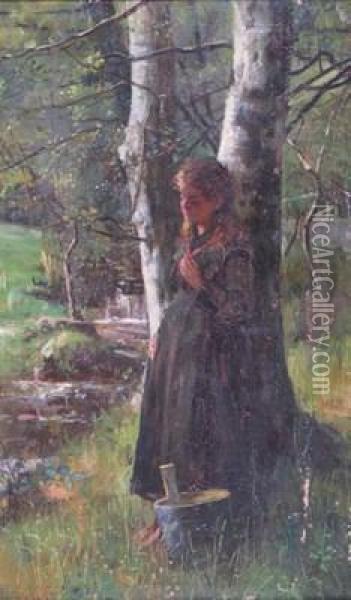 A Rest By The Stream Oil Painting - John Robertson Reid