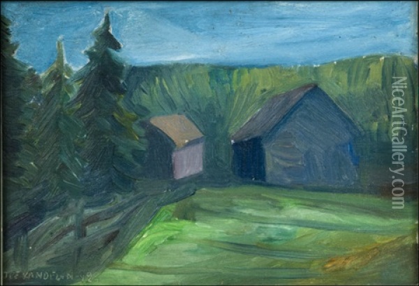 Vihrea Maisema Oil Painting - Ole Kandelin