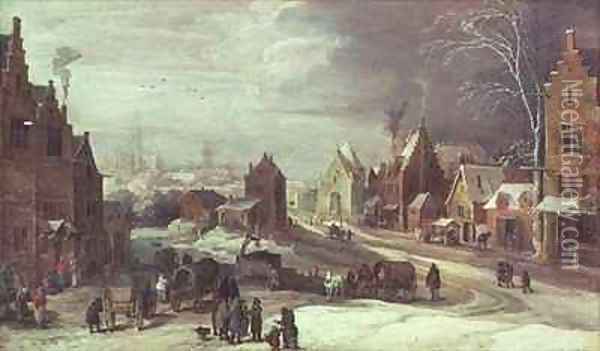 The Outskirts of Antwerp in Winter Oil Painting - J. & Momper, J.de Brueghel