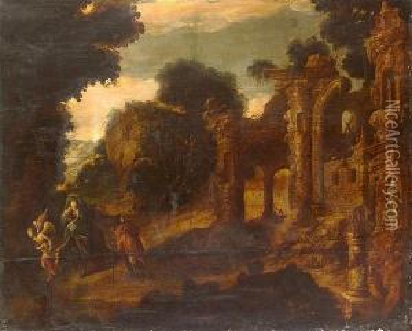 The Rest On The Flight Into Egypt Oil Painting - Willem van, the Younger Nieulandt