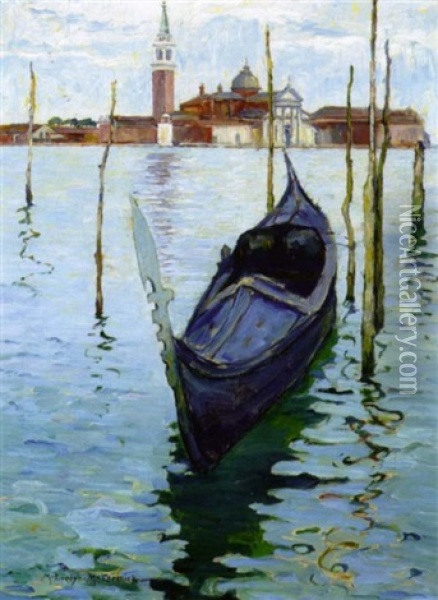 A Gondola In Venice Oil Painting - M. Evelyn McCormick