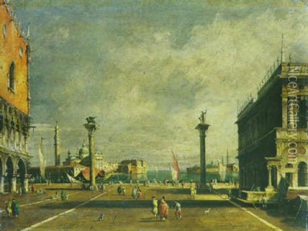 Die Piazzetta In Venedig Mit Blick Auf S. Giorgio Maggiore Oil Painting - Giacomo Guardi
