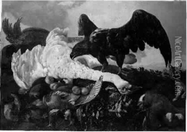 Nature Morte Au Cygne Et A L'aigle Oil Painting - Dirck Govertsz