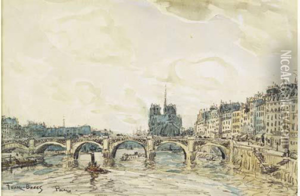 La Seine Avec Le Chevet De Notre Dame. Oil Painting - Frank Myers Boggs