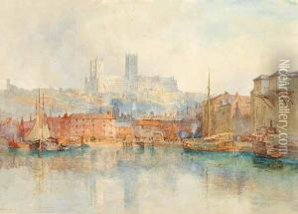 Lincoln From Brayford Oil Painting - Richard Henry Wright