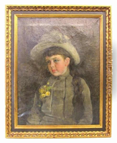 Portrait Of A Young Girl Oil Painting - Fannie Burr