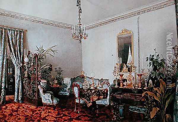 Varvara Obreskoffs Salon, 1848 Oil Painting - Luigi (Ludwig Osipovich) Premazzi