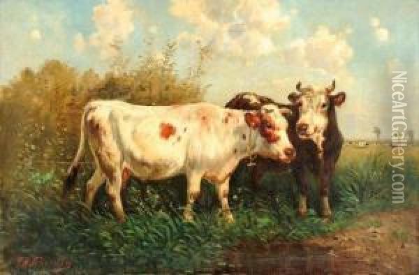 Deux Vaches S'abreuvant Oil Painting - Paul Henry Schouten