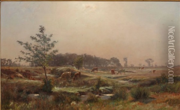 Paysage De Vaches Dans La Montagne Oil Painting - Charles Joseph Beauverie