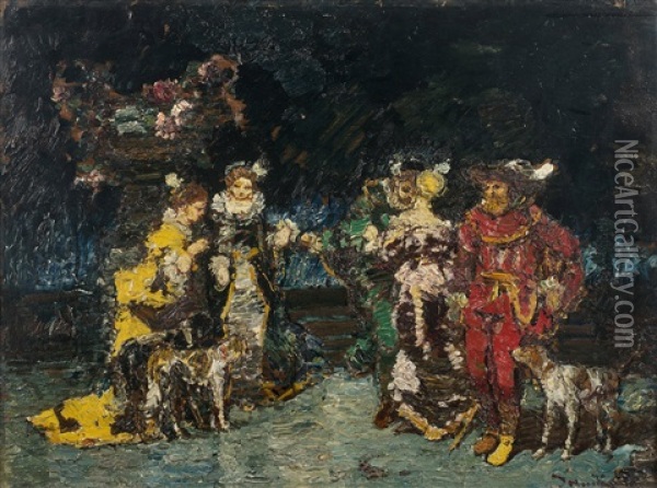 La Declaration De L'homme En Vert Oil Painting - Adolphe Monticelli