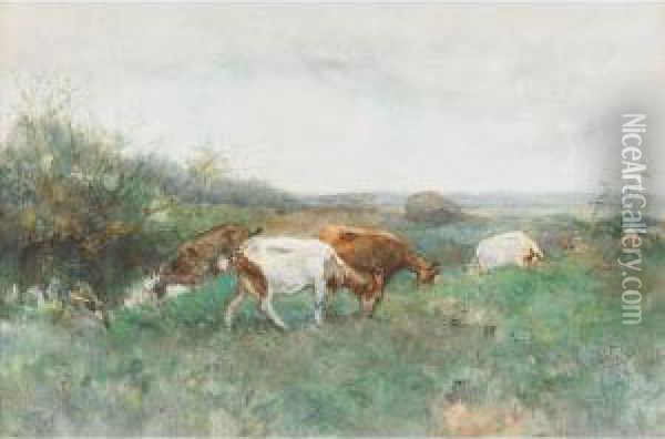 Goats Grazing In A Spring Clearing Oil Painting - Willem Van Der Nat