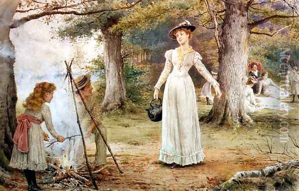 Stoking the Fire Oil Painting - George Goodwin Kilburne