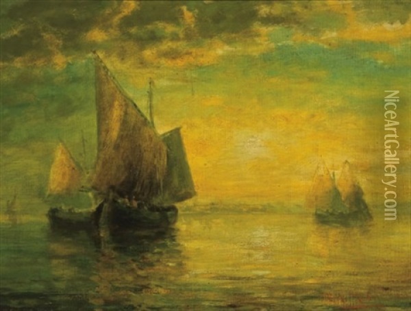 A Golden Sunset Oil Painting - George Herbert McCord