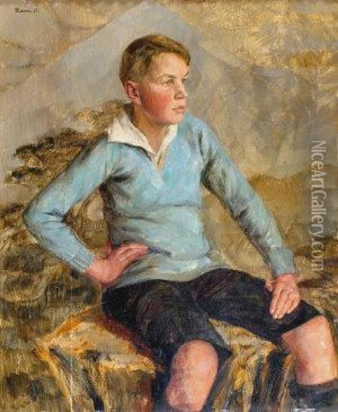 Portrait Of A Young Boy Oil Painting - Harrington Mann