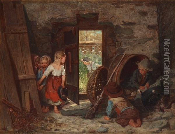 Hide And Seek Oil Painting - Julius Johann Ferdinand Kronberg
