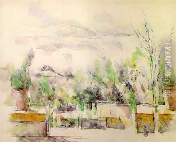The Garden Terrace At Les Lauves Oil Painting - Paul Cezanne