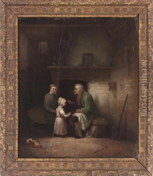 Prayers Before Bed Oil Painting - Jozef Geirnaert