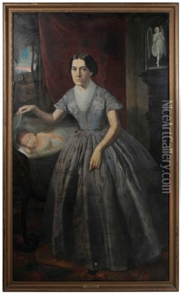 Mary Jones Nelson, With Her Daughter Elizabeth Oil Painting - Samuel M. Shaver