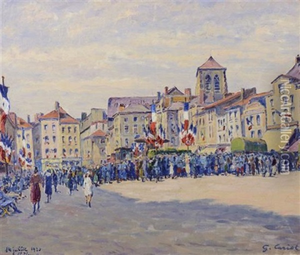 Fete Du 14 Juillet 1920 A Chalons-sur-marne Oil Painting - Gustave Camille Gaston Cariot