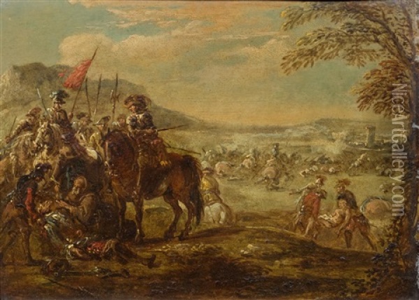 A Cavalry Battle Oil Painting - Francesco Giuseppe Casanova