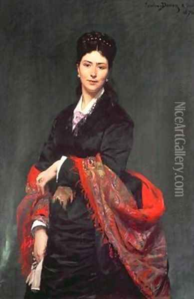 Portrait of Mrs Marie Clerc Oil Painting - Charles Emile Auguste Carolus-Duran