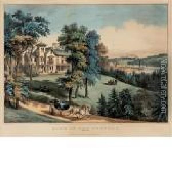 The Drive Through The Highlands Oil Painting - Currier & Ives Publishers