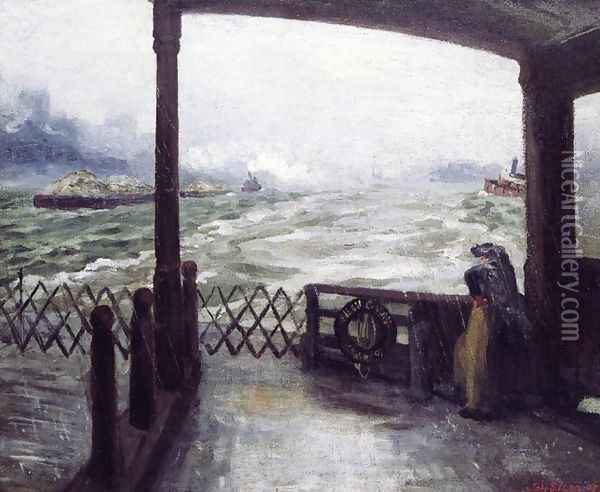 Wake of the Ferry Oil Painting - John Sloan