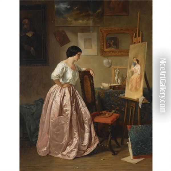 In The Artist's Studio Oil Painting - Elisabeth van Limburg Stirum