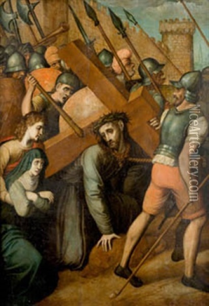 Jesus Camino Del Calvario Oil Painting - Juan Correa de Vivar