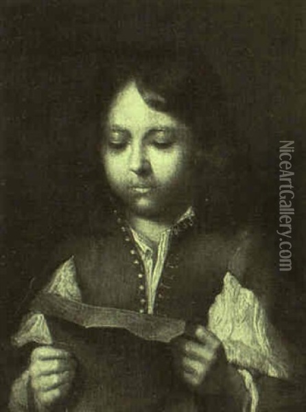 Young Boy Reading A Letter Oil Painting - Jacob Oost The Younger