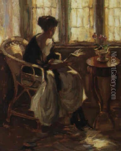 Lesende Frau Oil Painting - Wilhelm Hempfing
