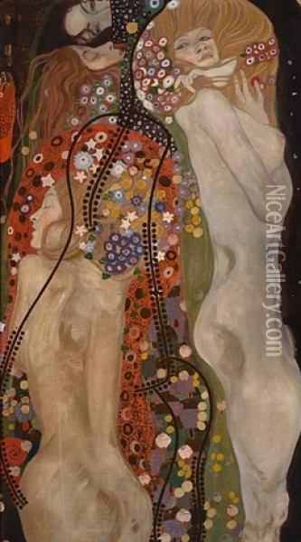 Water Serpents Ii (painted By Koeck) Oil Painting - Gustav Klimt