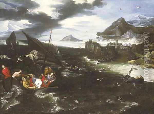 Christ in the storm on the Sea of Galilee Oil Painting - Jan Brueghel the Younger