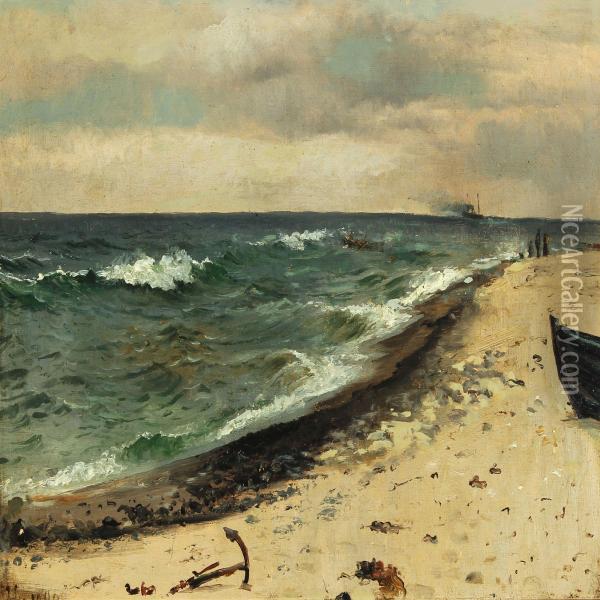 Coastal Scene From Agger In Jutland Oil Painting - Holger Peter Svane Lubbers