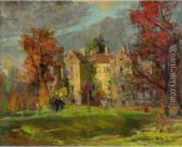 Country Estate Oil Painting - Leon Augustin Lhermitte