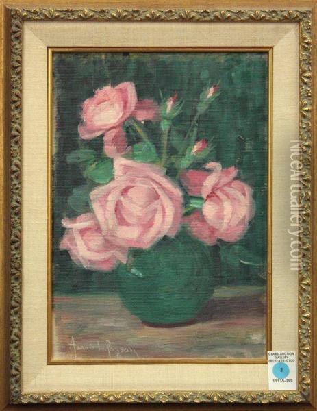 Vase Of Roses Oil Painting - Annie Pogson