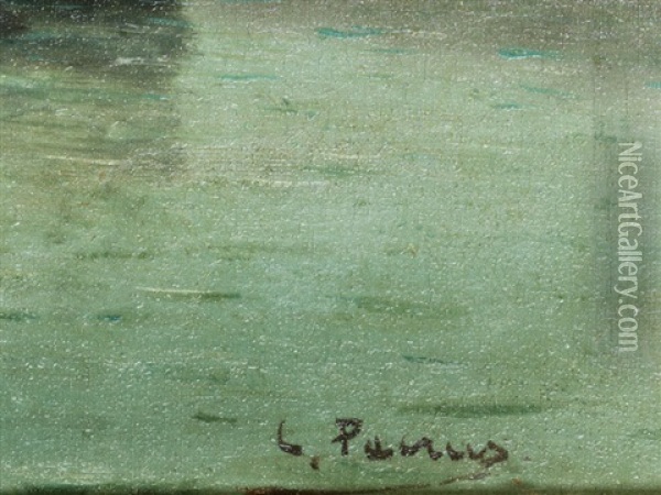Hafenbecken Mit Anliegenden Grossen Segelschiffen Oil Painting - Charles Francois Pecrus