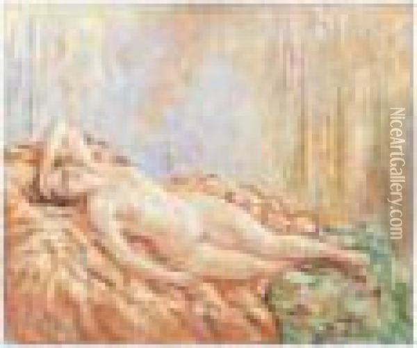 Femme Allongee Sur Un Canape Oil Painting - Henri Lebasque