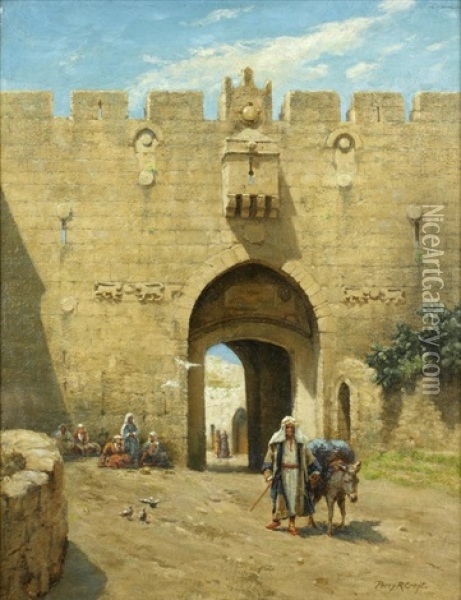 St Stephen's Gate, Jerusalem Oil Painting - Percy Robert Craft